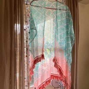 Pink and Blue Patterned Kimono